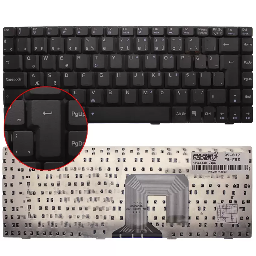 Asus F9, F9D, F9DC, F9E Notebook Klavye (Siyah TR)
