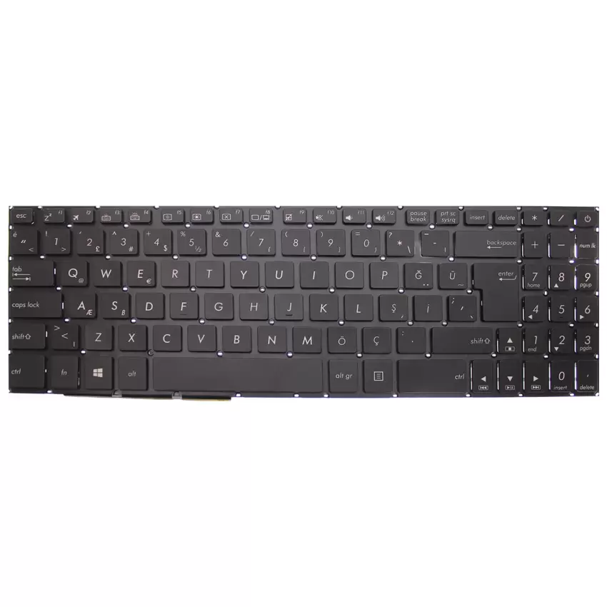 Asus VivoBook X580VN, X580GD, X580VD Klavye Işıklı (Siyah TR)