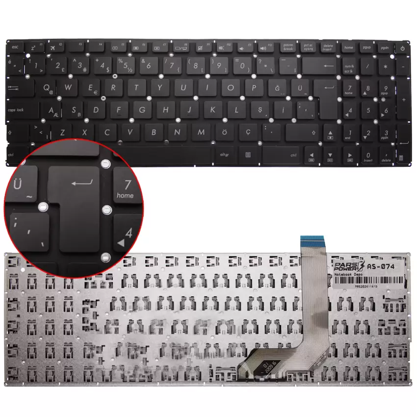 Asus X542UR-GQ030, X542UR-GQ438T Notebook Klavye (Siyah TR)