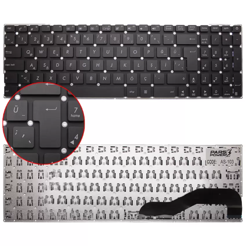 Asus X540YA-XO185D, X540UP-GO006T Klavye (Siyah TR)