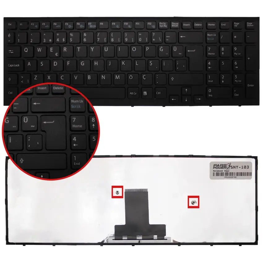 Sony Vaio V1116788, V111678A, V111678B Notebook Klavye (Siyah TR)