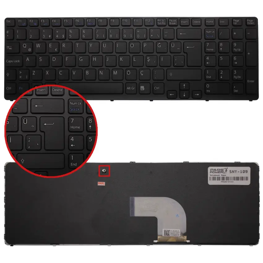 Sony Vaio SVE1713E1E, SVE1713E1R, SVE1713E4E Notebook Klavye (Siyah TR)