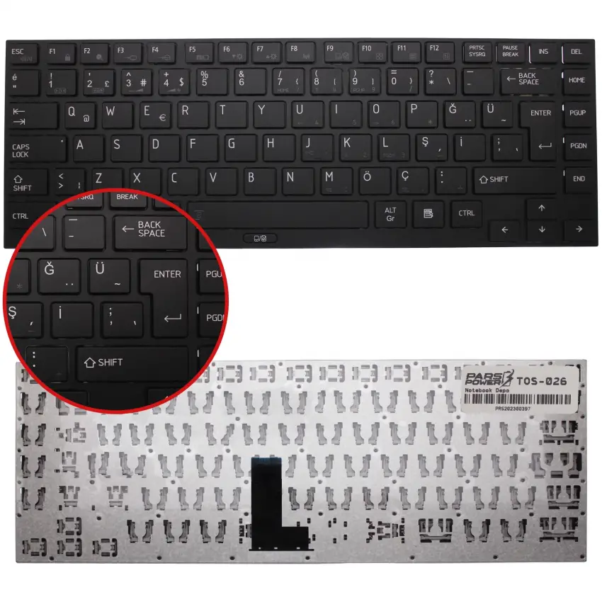 Toshiba Satellite R630-138, R630-139, R630-13T Notebook Klavye (Siyah TR)
