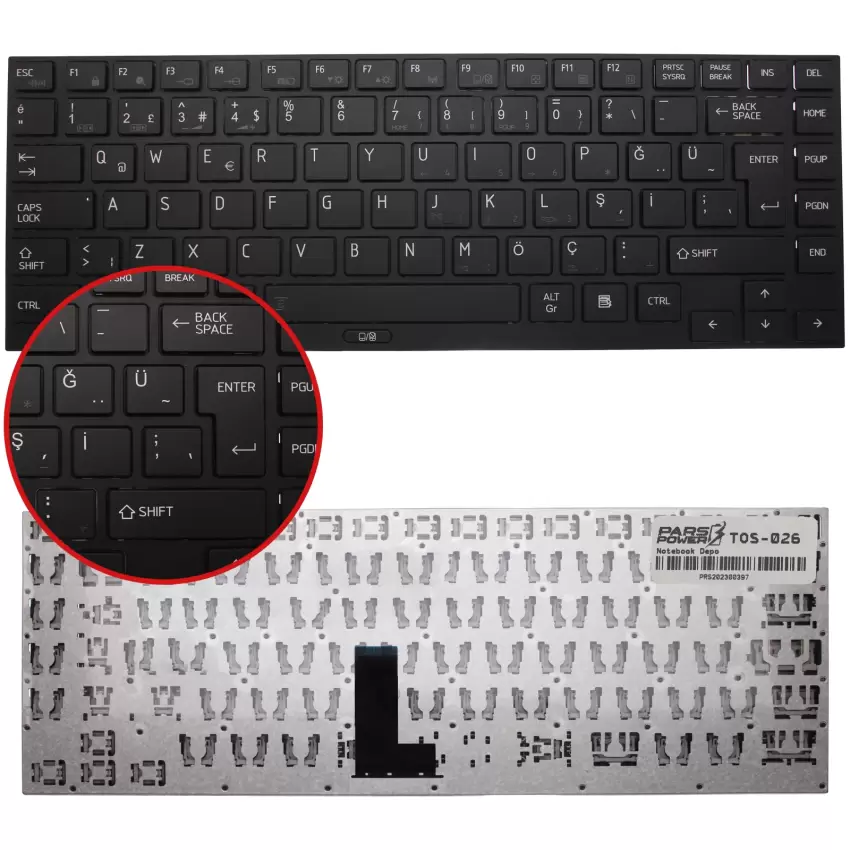 Toshiba Satellite R630, R700, R730, R830, R835,  R930, R935 Serisi Notebook Klavye (Siyah TR)