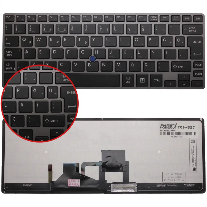 Toshiba 4B.NAJ05.001, 9Z.NAJBN.001 Işıklı Notebook Klavye (Siyah TR)
