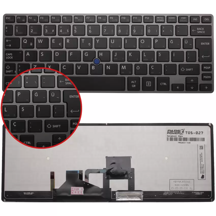 Toshiba NSK-V10BN 01, NSK-V11BN 01 Işıklı Notebook Klavye (Siyah TR)