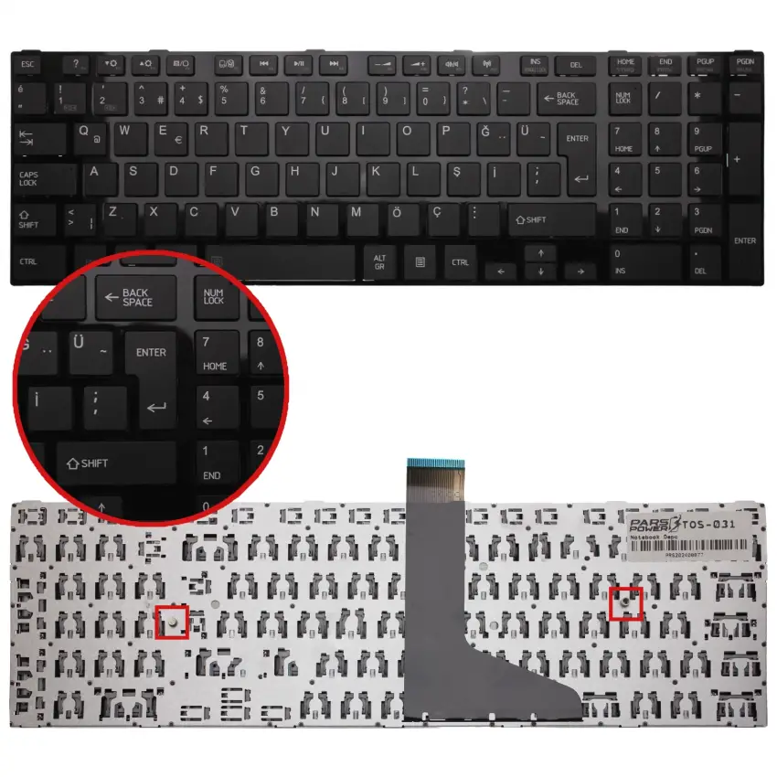 Toshiba Satellite C55-A-1RV, C55-A-1T0, C55-A-1TG Klavye (Siyah TR)