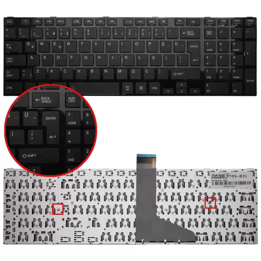 Toshiba Satellite U50-A-L4M, U50D-A-L5M Klavye (Siyah TR)