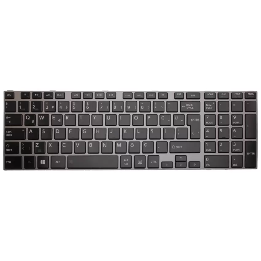 Toshiba Satellite C850, C855, C870, L850, L855, L870 Serisi Uyumlu Notebook Klavye Işıklı (Siyah TR)