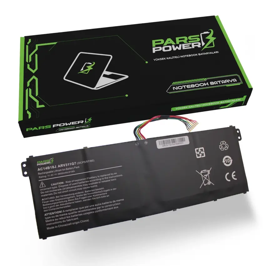 Acer AC14B18J AC14B18K, 3ICP5/57/80 Batarya - Pil (Pars Power)
