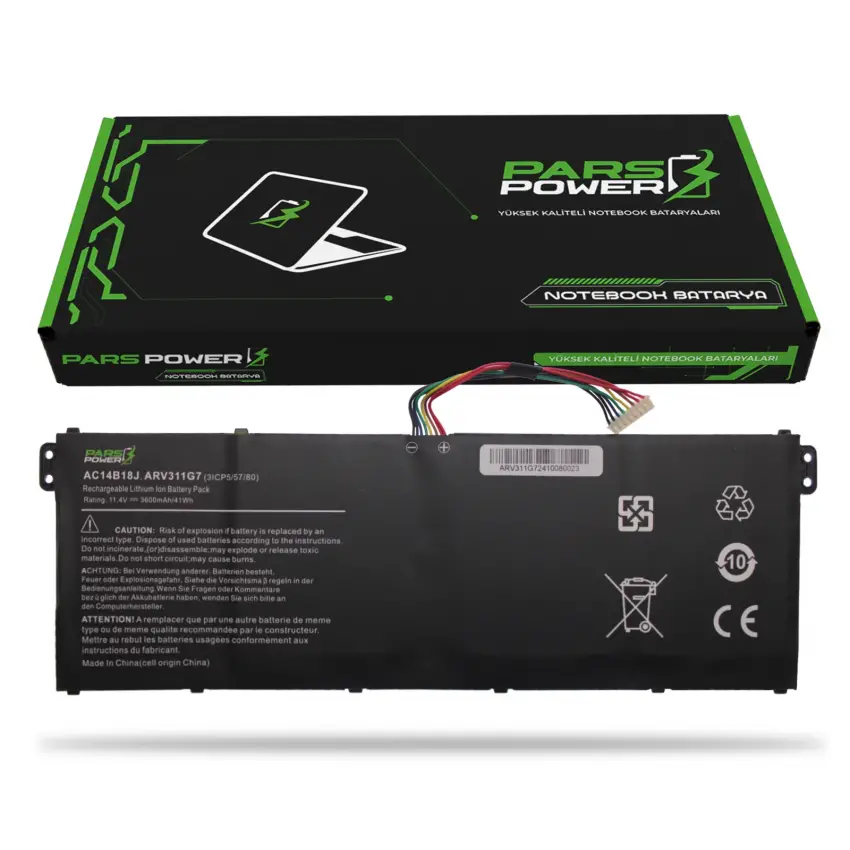 Acer AC14B18J AC14B18K, 3ICP5/57/80 Batarya - Pil (Pars Power)