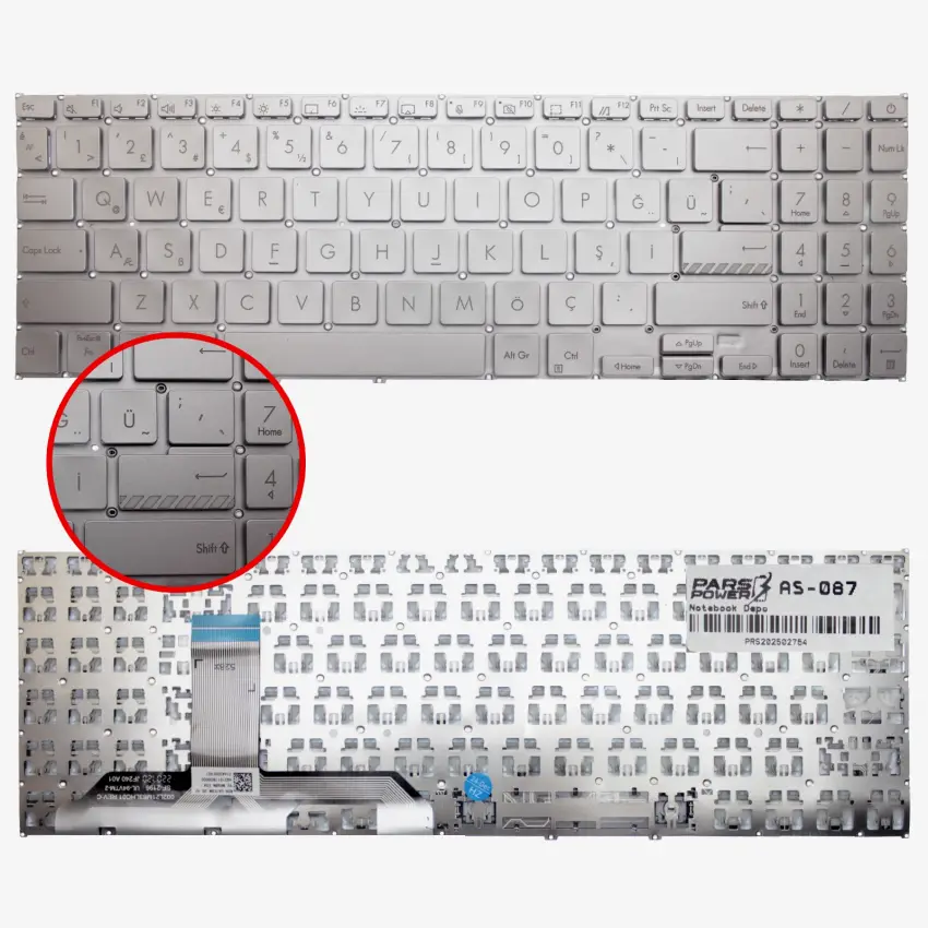 Asus Vivobook Go 15 E1504FA-NJ115 (8GB/512SSD/W11P) Klavye (Gümüş TR)