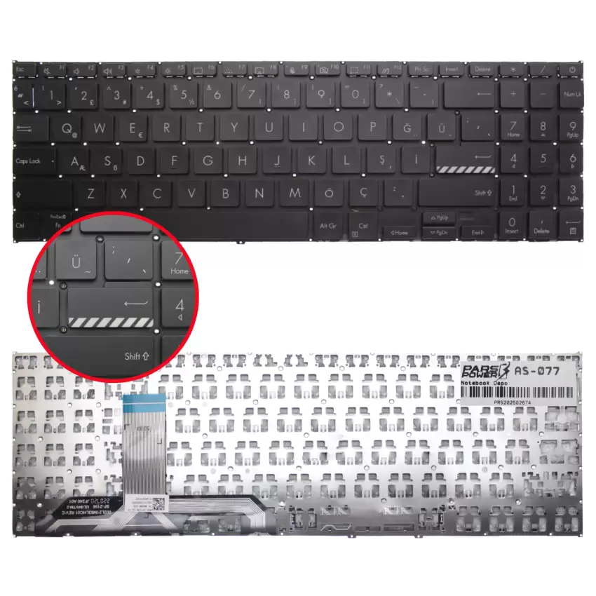 Asus ExpertBook B1 B1502CBA-BI Klavye (Siyah TR)