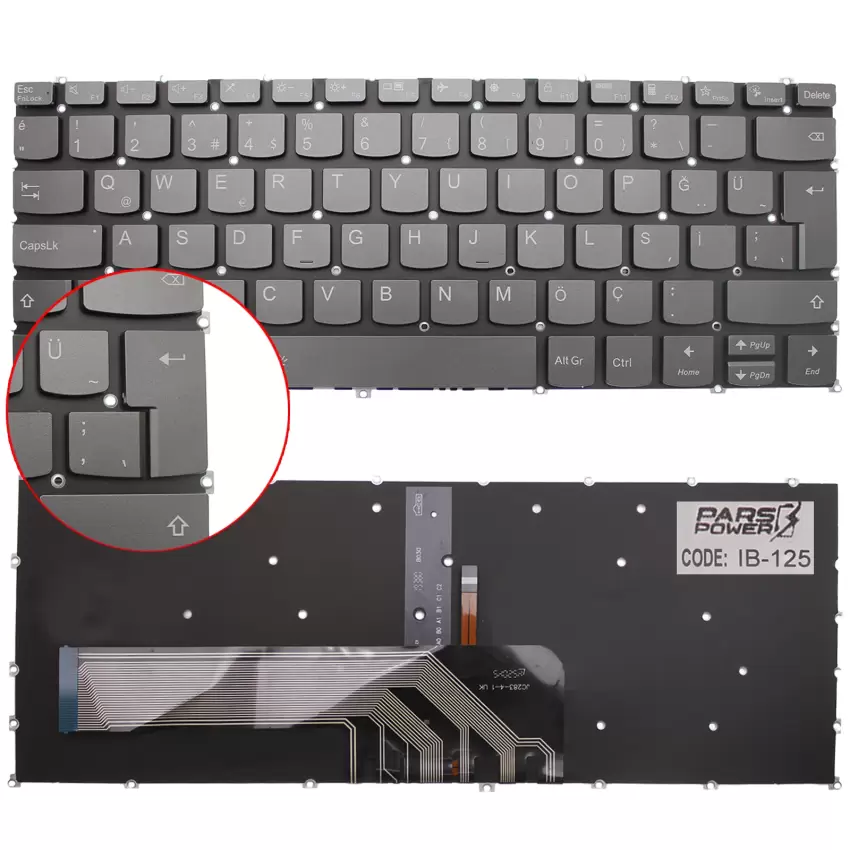 Lenovo V14 G2 82KC00HWTX Klavye Işıklı (Füme TR)