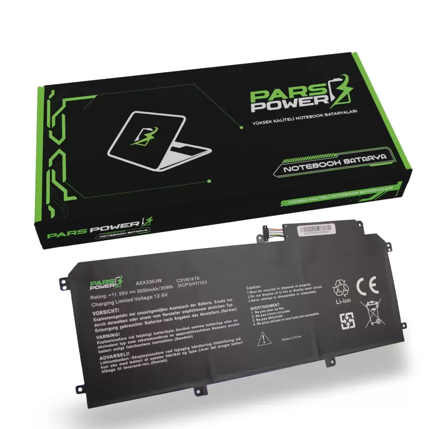 Asus ZenBook UX330UA-AH55, UX330UA-AH5Q Batarya - Pil (Pars Power)