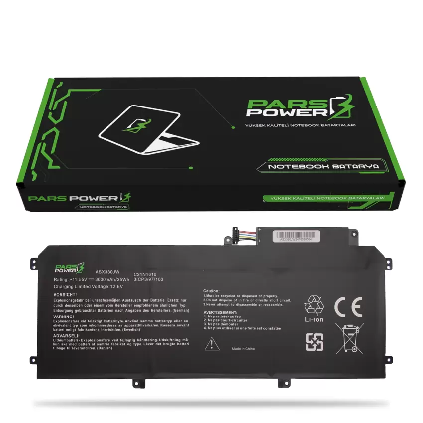 Asus ZenBook UX330UA-AH55, UX330UA-AH5Q Batarya - Pil (Pars Power)