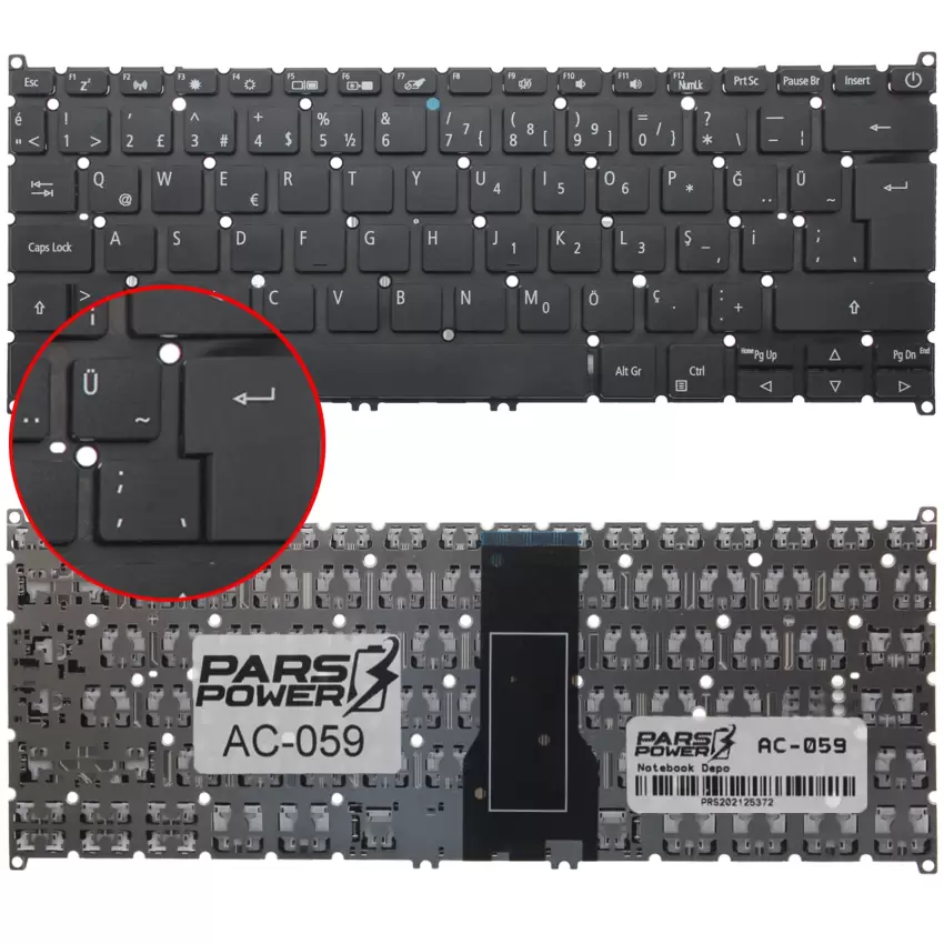 Acer Swift 3 SF314-41G-R491 Klavye (Siyah TR)