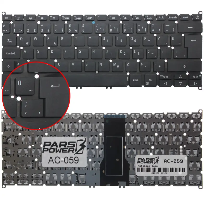 Acer Swift 3 SF314-58-33LA, SF314-58-34GL Klavye (Siyah TR)