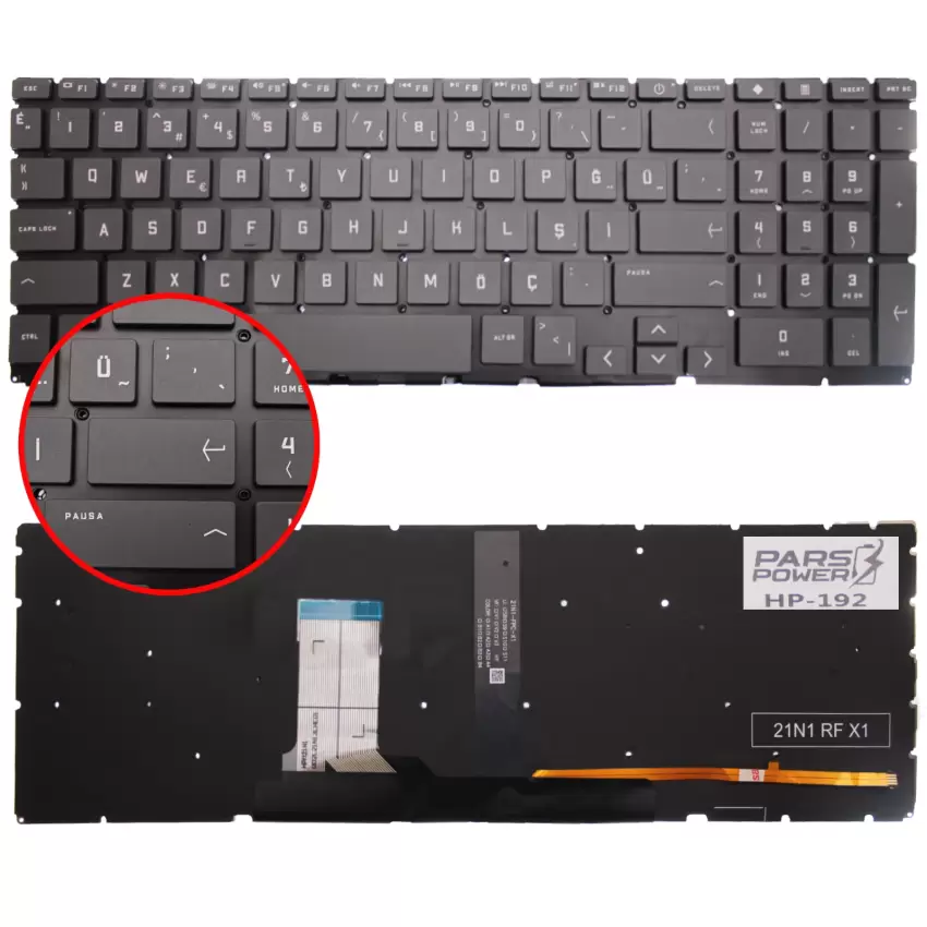 HP Victus TPN-Q278, TPN-Q279 Klavye Işıklı (Siyah TR)