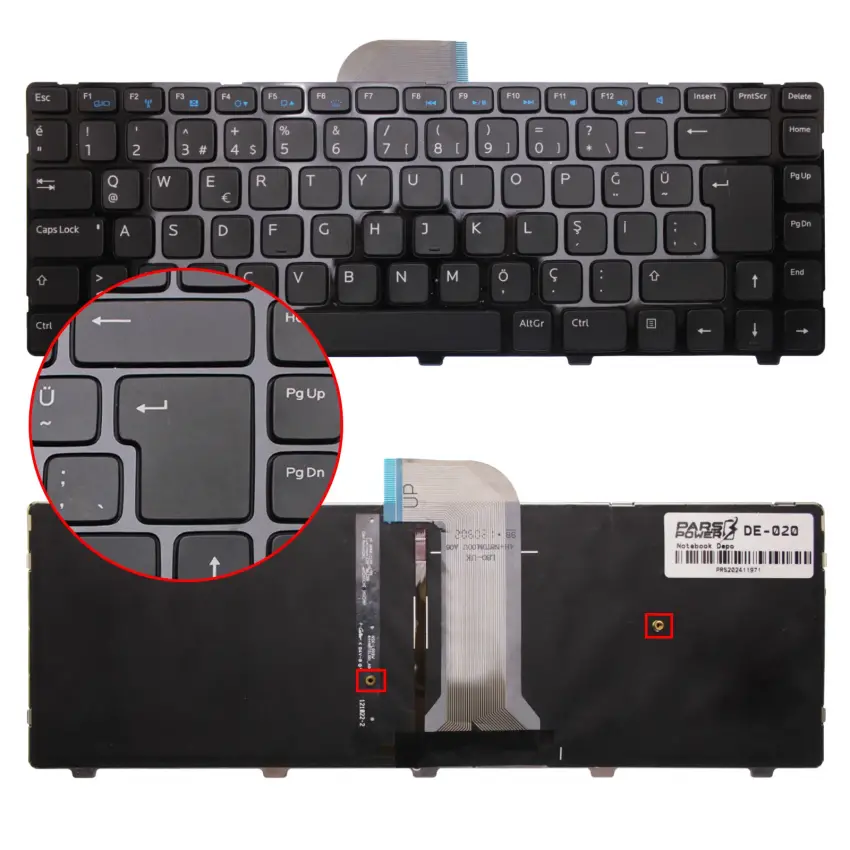 Dell inspiron 3421, 3437, 3660 Klavye Işıklı (Siyah TR)