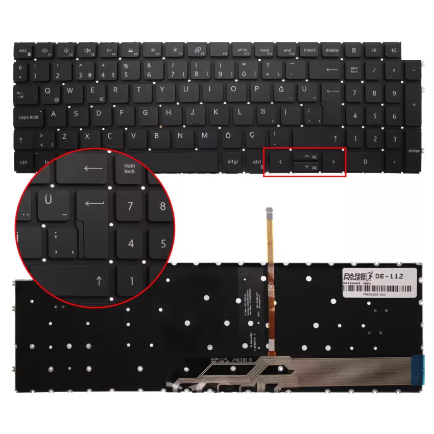 Dell inspiron 15 3511 F35OBF821N Klavye Işıklı (Siyah TR)