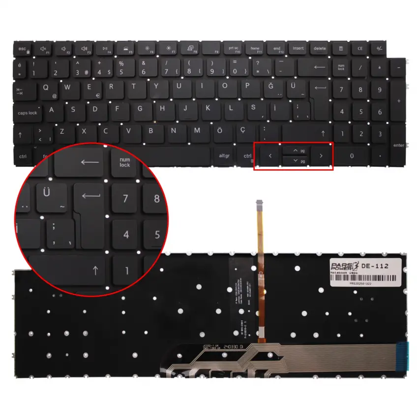 Dell inspiron 15 5515 I55151042WH Klavye Işıklı (Siyah TR)
