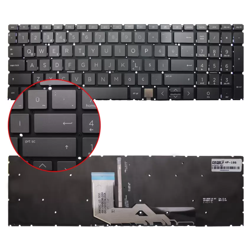 HP ENVY PK132UR1A00, 9Z.NHBBC.10E Klavye Işıklı (Siyah TR)