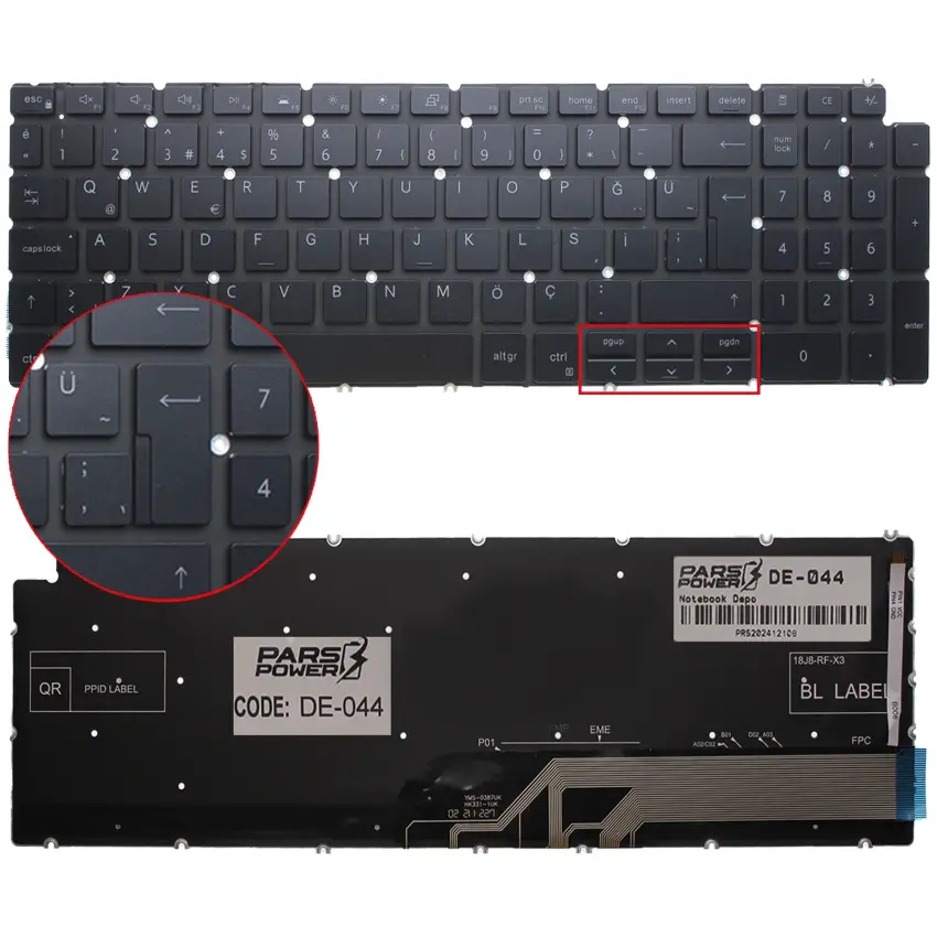 Dell Inspiron 5508, 15-5508, 15 5508 Klavye Işıklı (Siyah TR)