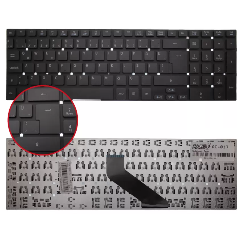 Acer Extensa EX2519, 2519-CBAN Notebook Klavye (Siyah TR)