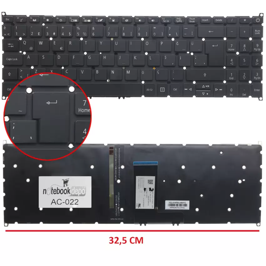 Acer Aspire 3 A315-57G-5937 Klavye Işıklı (Siyah TR)