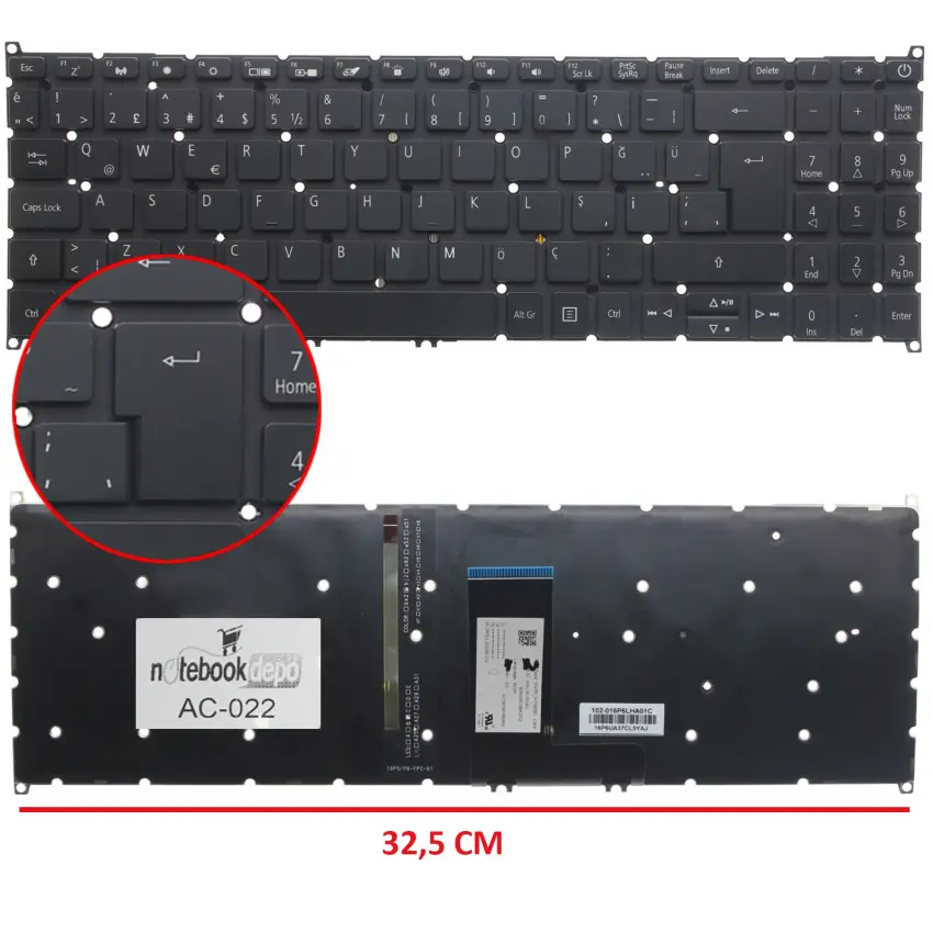 Acer Aspire 5 A515-55G-57H8 Klavye Işıklı (Siyah TR)