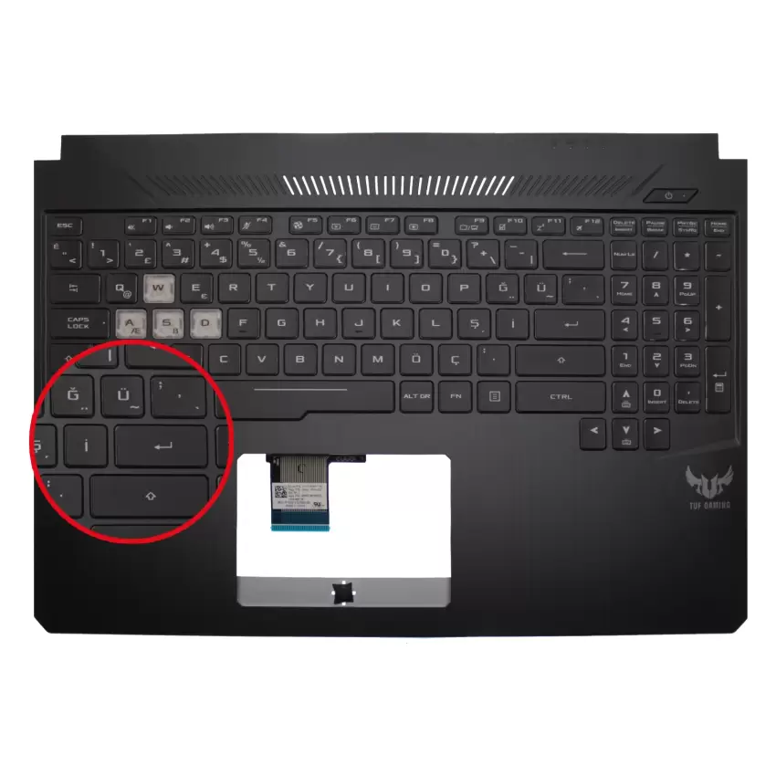 Asus TUF Gaming FX505DT-BQ180 Klavye RGB Işıklı (Siyah TR)