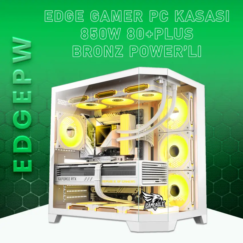 Gameagle Edge 7 Argb Fanlı Gamer Bilgisayar Kasası 850W 80+ Plus Bronz Modüler Powerlı (Beyaz)