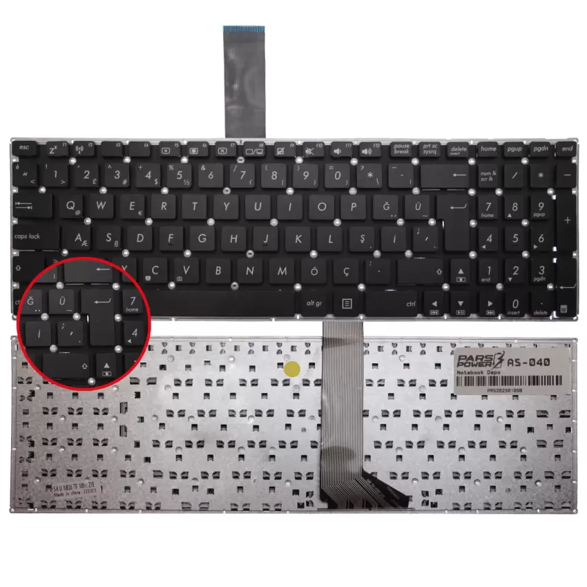 Asus R550CB, V550CB, S550CB Notebook Klavye (Siyah TR)
