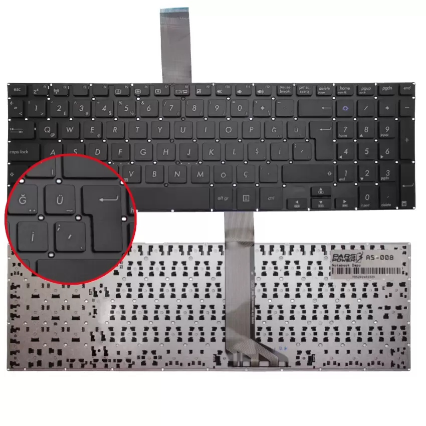 Asus A56CA, K56CA, S56CA, R505CA Notebook Klavye (Siyah TR)