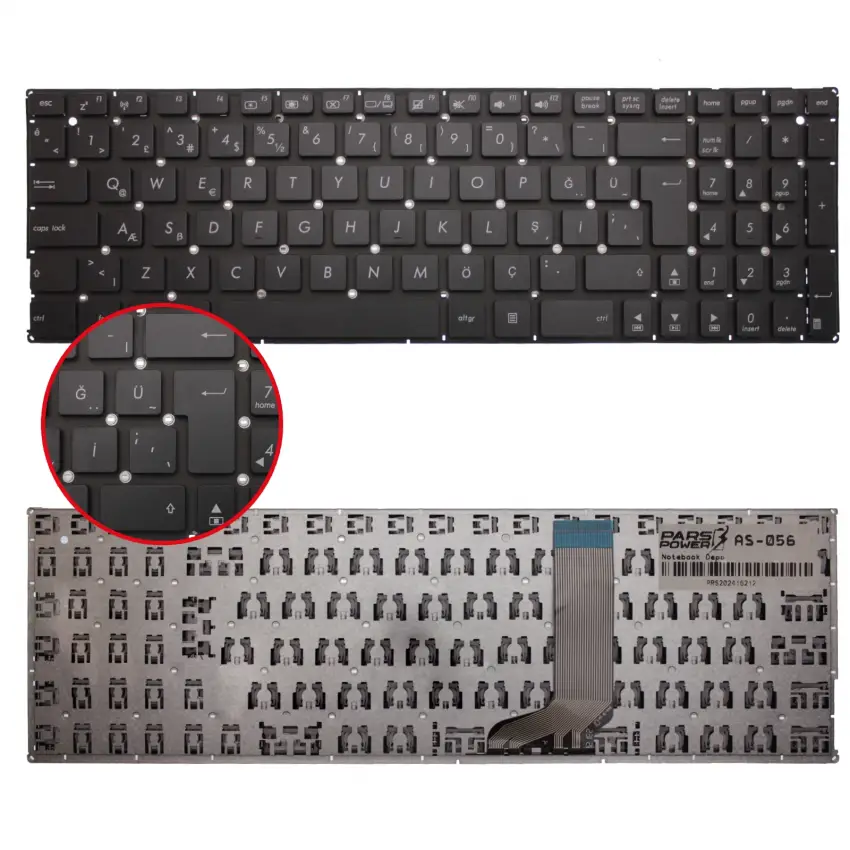 Asus X556UF Uyumlu Notebook Klavyesi (Siyah TR)