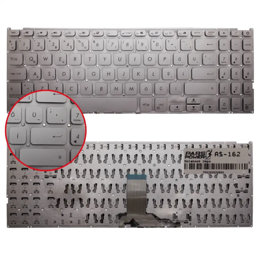 Asus F509Jb-Ej, F509Jb-Ej002T Klavye (Gümüş TR)