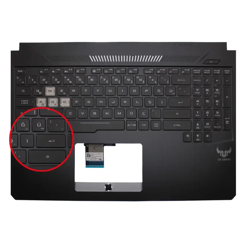 Asus TUF Gaming FX505D Klavye Işıklı Kasalı (Siyah TR)