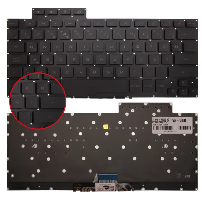 Asus ROG Zephyrus G14 GA401QC-HZ003 Klavye Işıklı (Siyah TR)