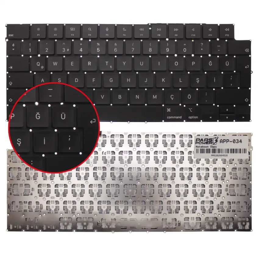 Apple MacBook Air 13 A3114 2024 EMC 8612 Klavye (Siyah TR)