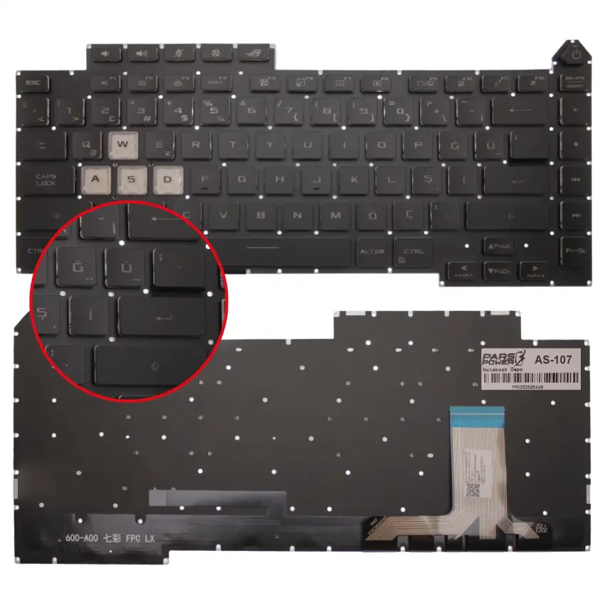 Asus Rog Strix G15 G513IC-HN029T Klavye Işıklı (Siyah TR)