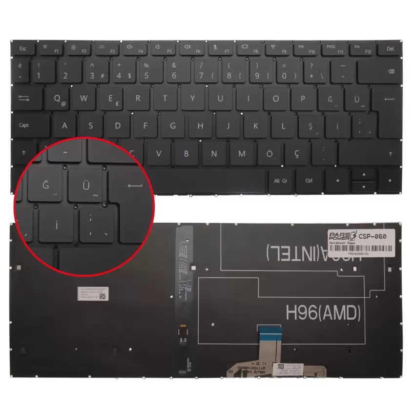 Huawei Matebook 2H-BCBTQH80111 Klavye Işıklı (Siyah TR)