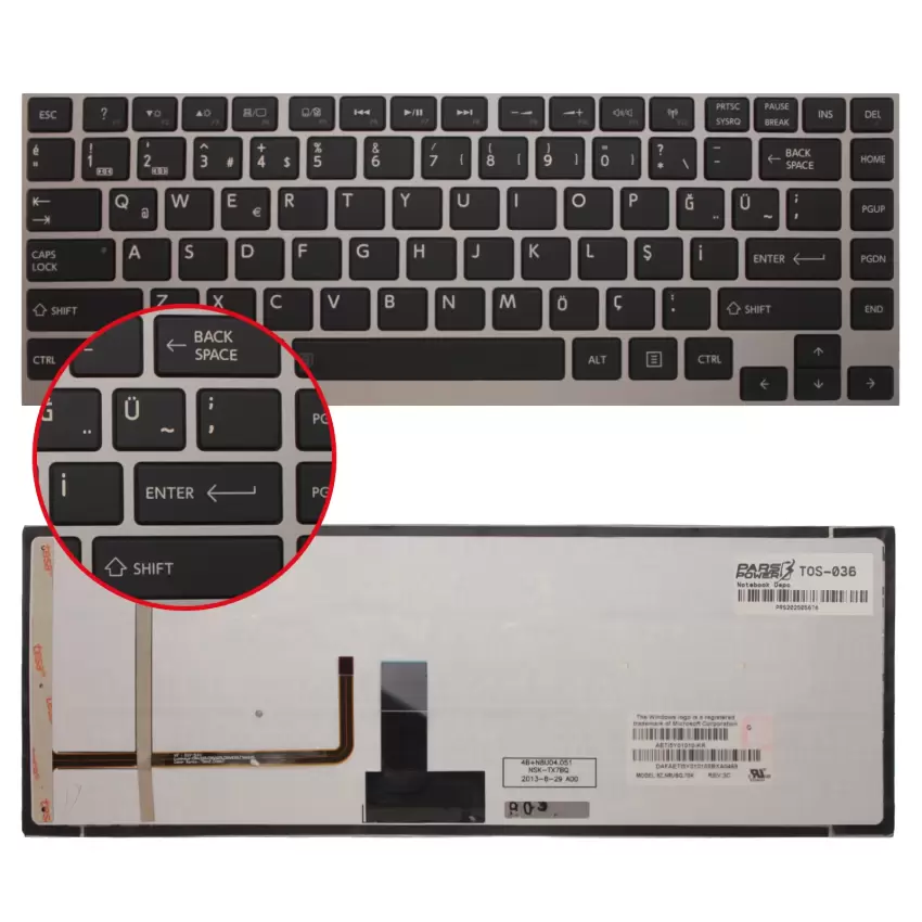 Toshiba Portege Z830-10R Notebook Klavye Işıklı (Siyah TR)