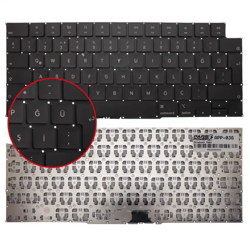 Apple Macbook Pro A2992 2023 M3 EMC 8407 Klavye (Siyah TR)