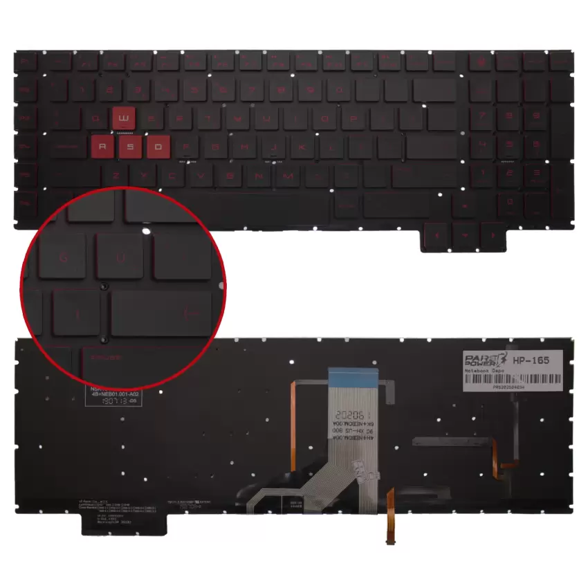 HP OMEN NSK-XH1BQ REV:3A, 9Z.NEBBQ.10T Klavye Işıklı (Siyah TR)