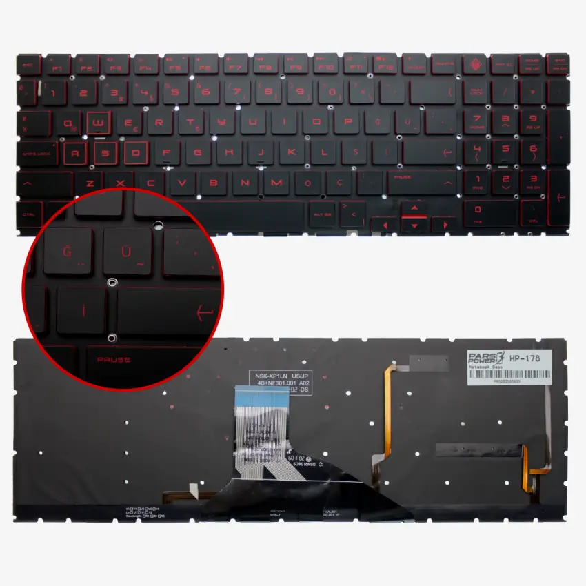 Hp OMEN 15-dc0000, 15-dc1000 Klavye Işıklı (Siyah TR)