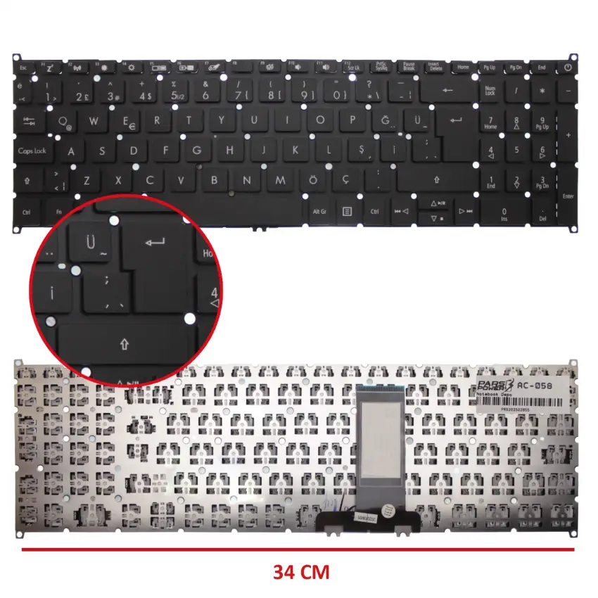 Acer Aspire 7 A715-75 Klavye (Siyah TR)