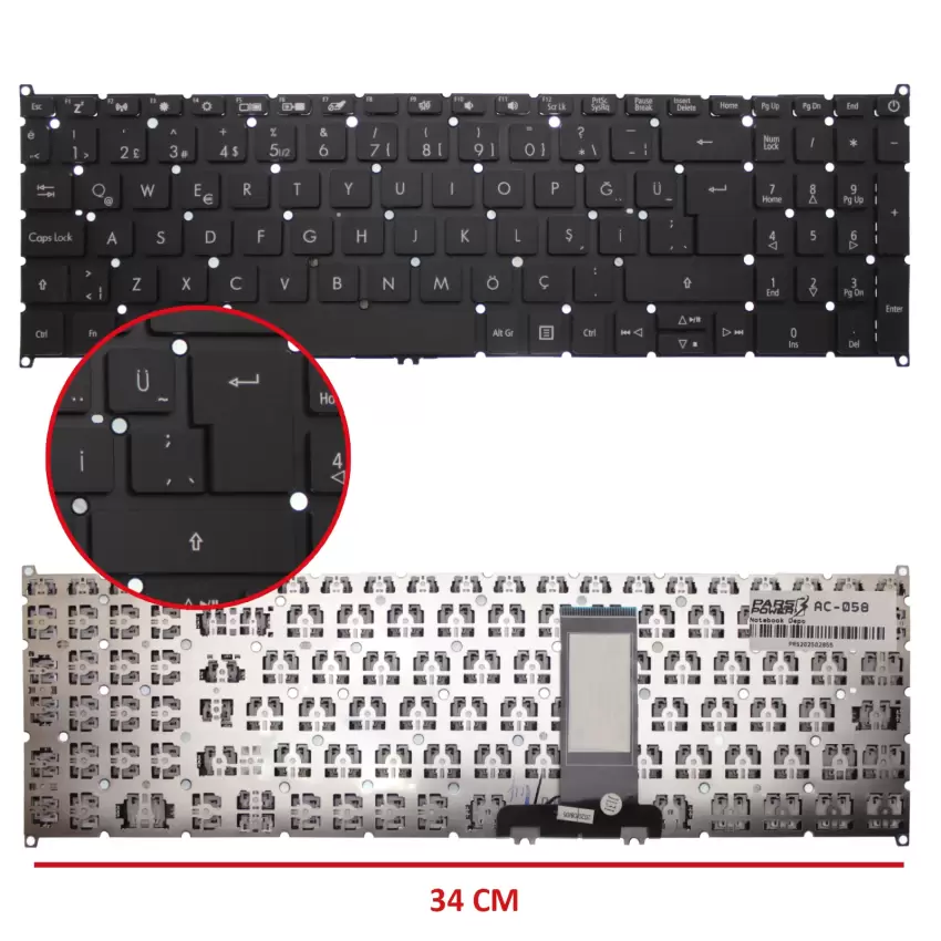 Acer Aspire PK132MD1A13, 6B.HEKN2.014 Klavye (Siyah TR)