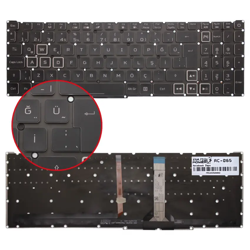 Acer Nitro 16 AN16-41-R5QX Klavye Işıklı (Siyah TR)