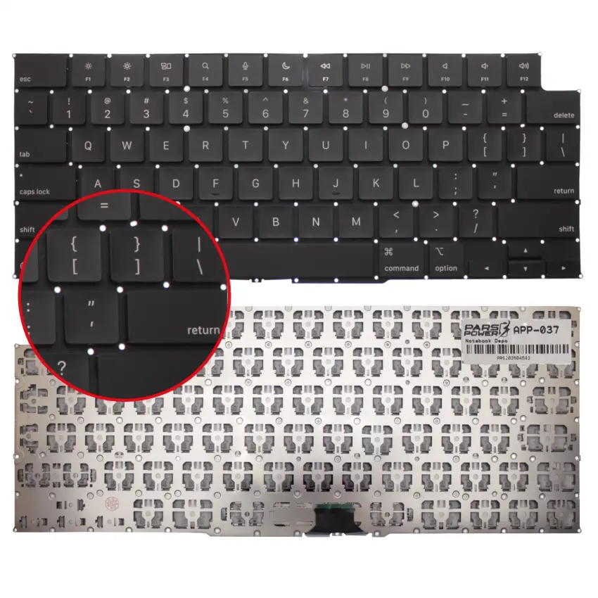 Apple Macbook Pro A2992 2023 M3 EMC 8407 Klavye (Siyah US)